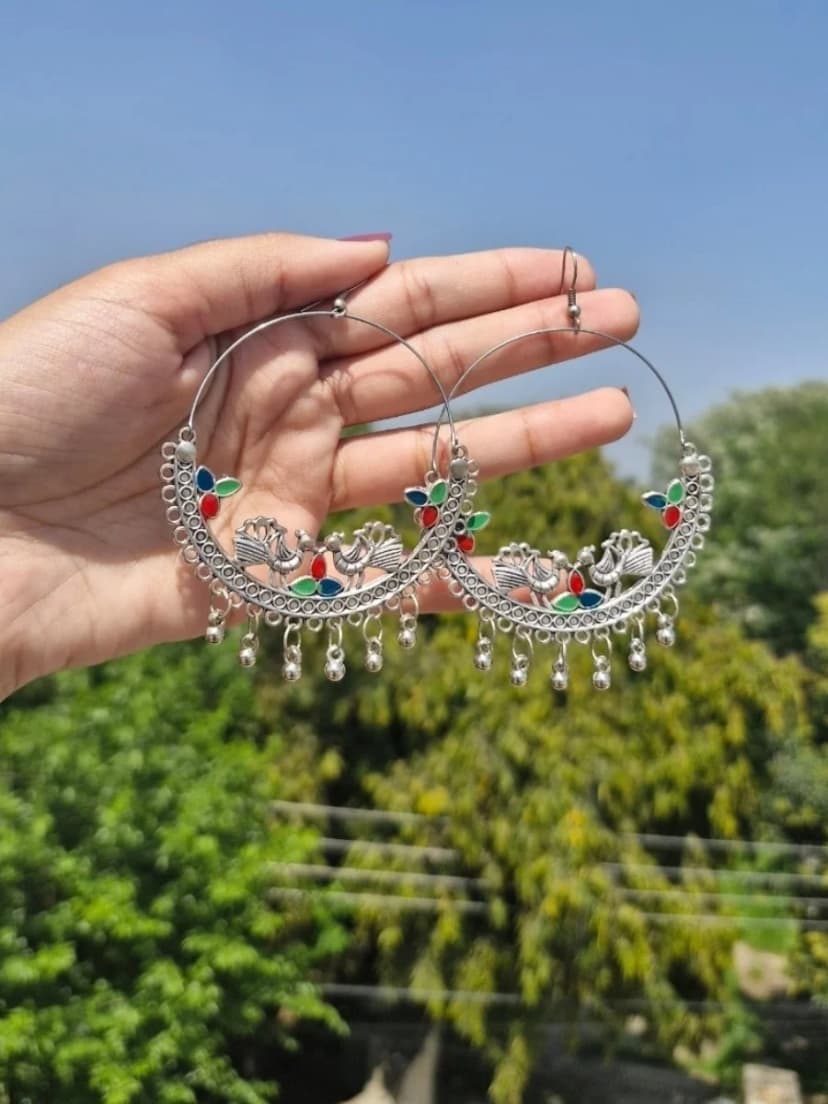 Mayur Meenakari Statement Hoops