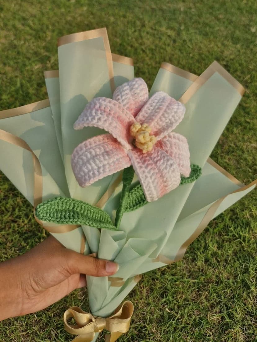Pastel Bloom Crochet Lily Bouquet