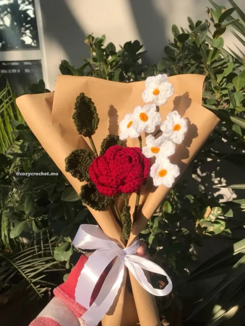 Rustic Rose Garden Crochet Bouquet