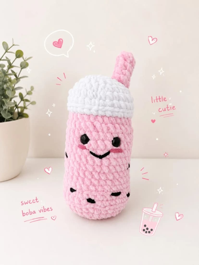 Strawberry Milk Boba Plushie