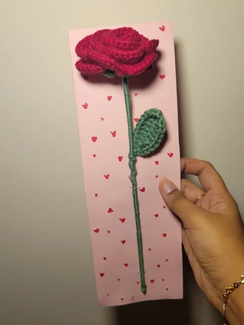 Crochet Single Red Rose