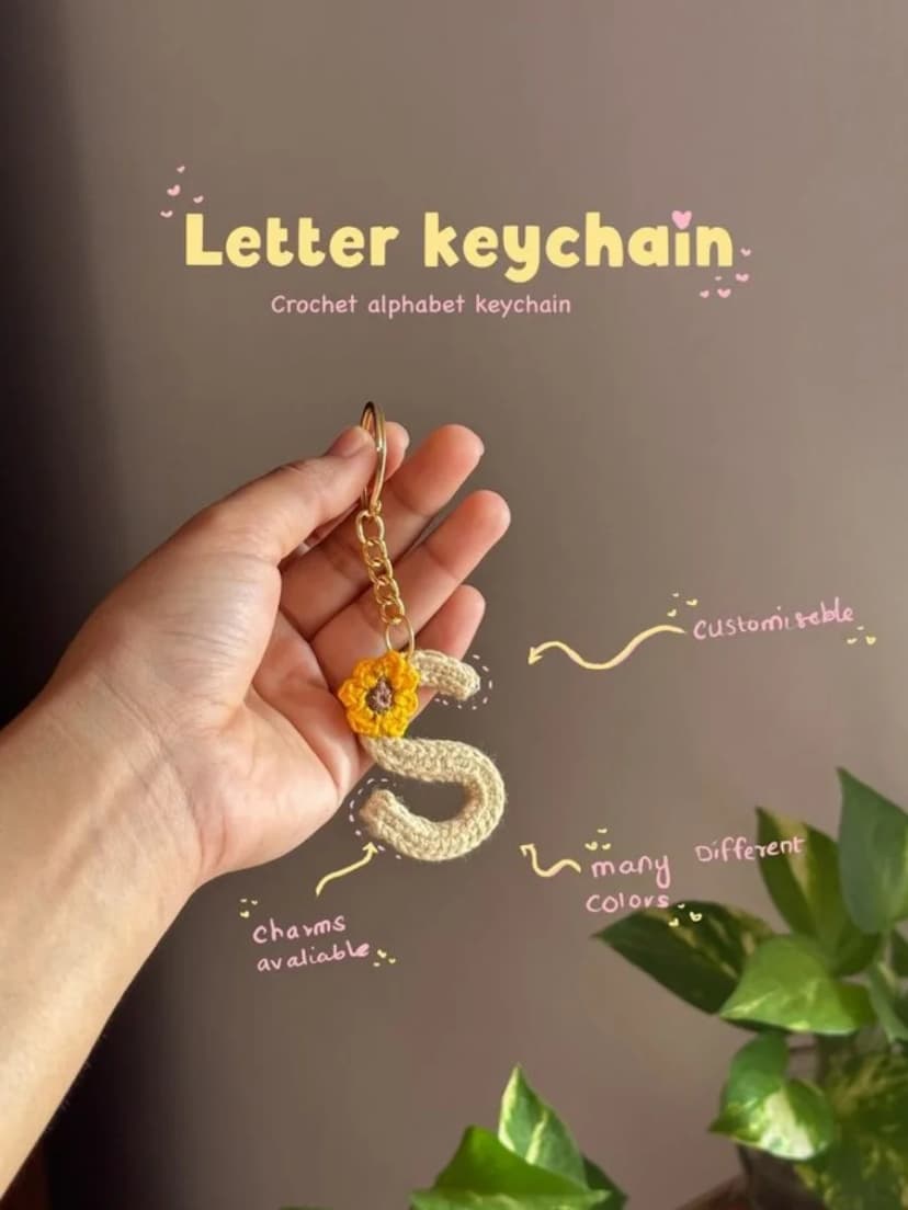 Personalized Crochet Letter Keychain