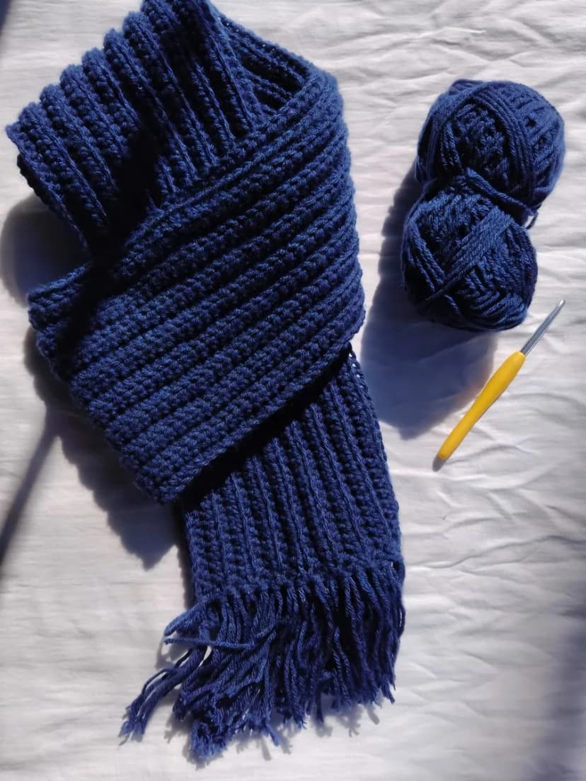 Midnight Blue Crochet Scarf π